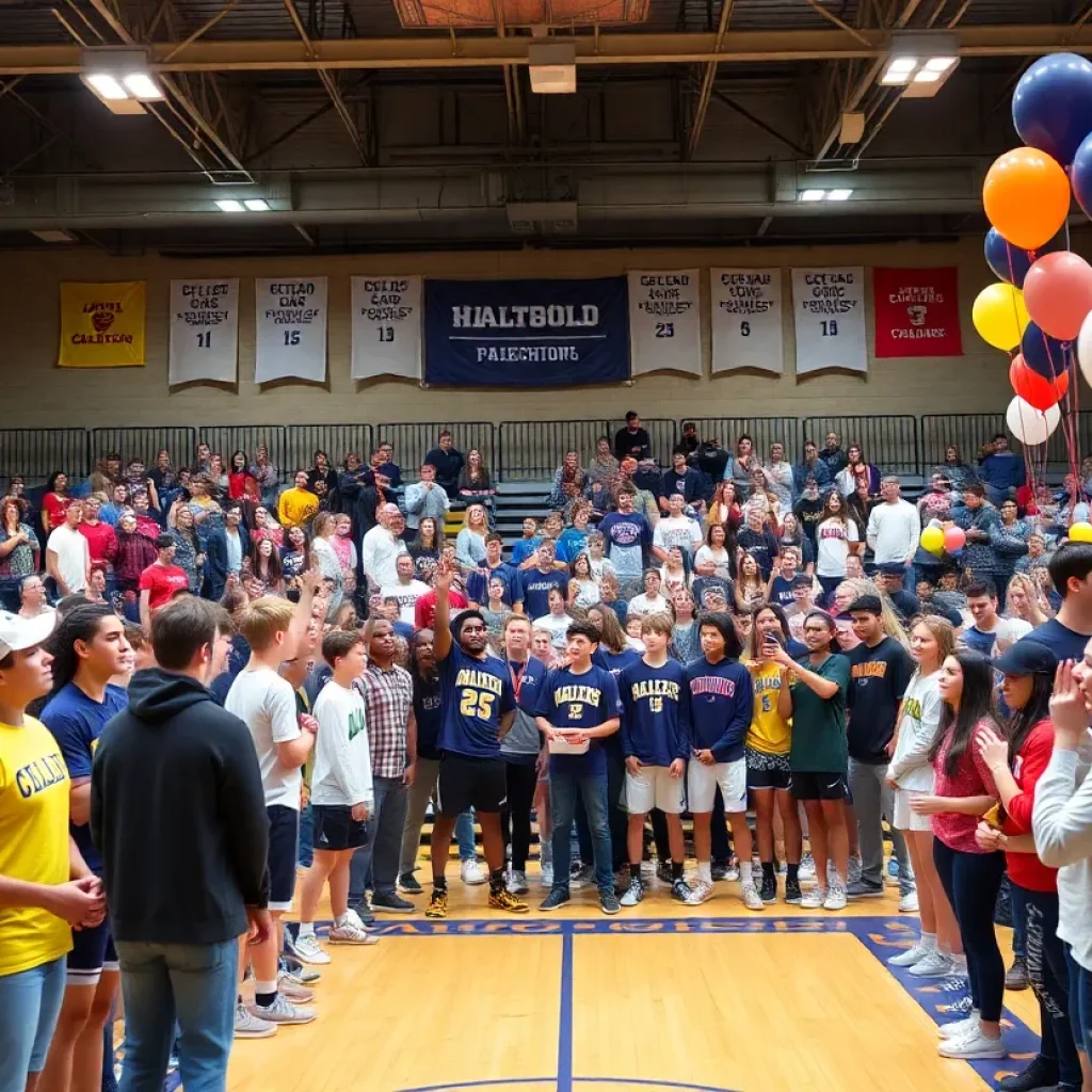 High school athletes celebrating National Signing Day