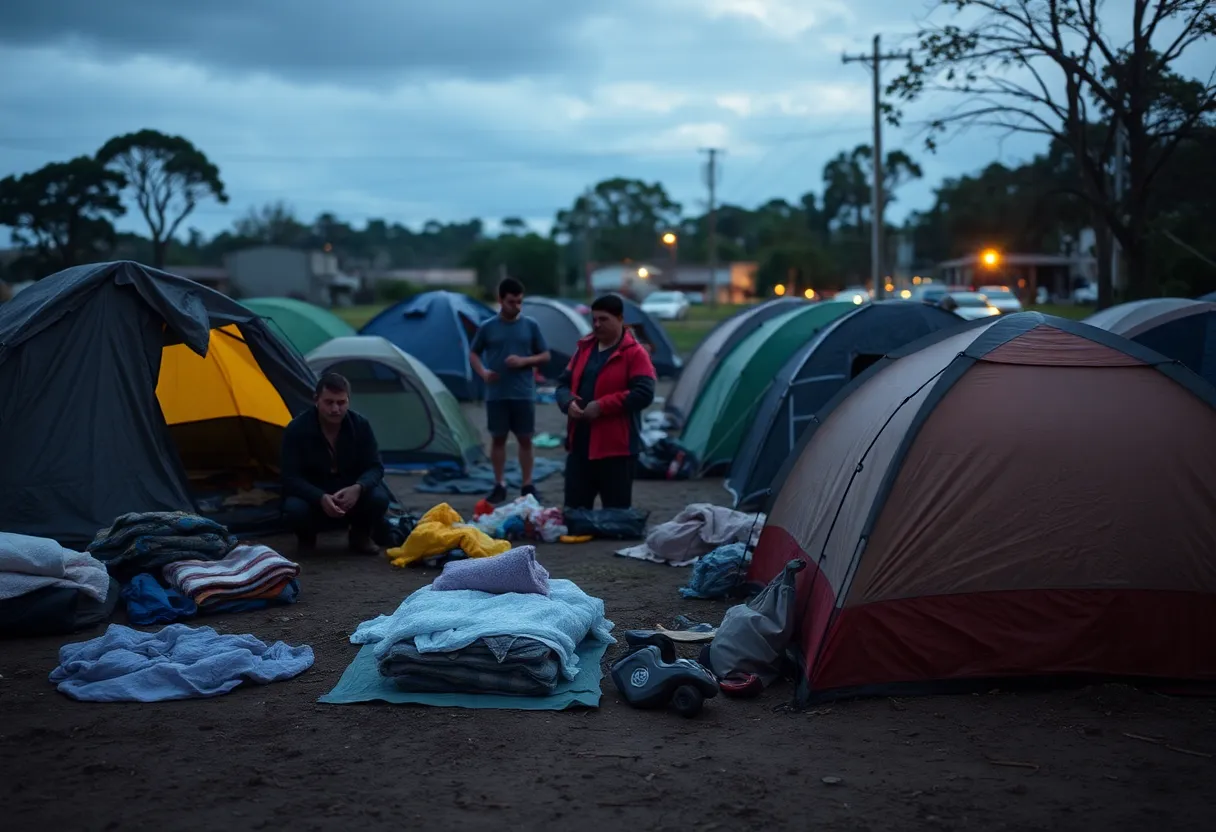 A homeless encampment in Columbia, depicting the challenges faced by individuals experiencing homelessness.