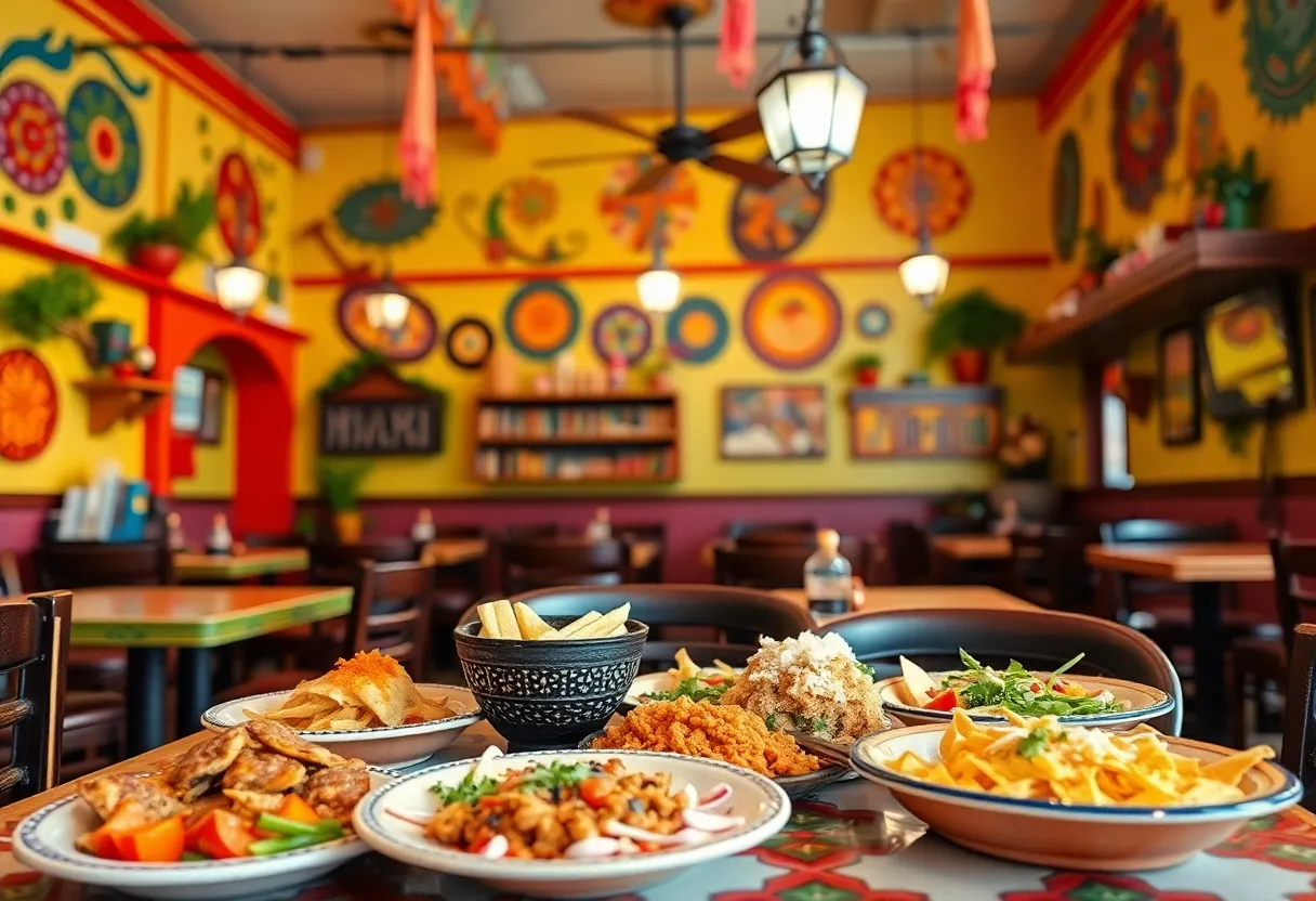 El Charro Express Mexican restaurant interior with festive decor