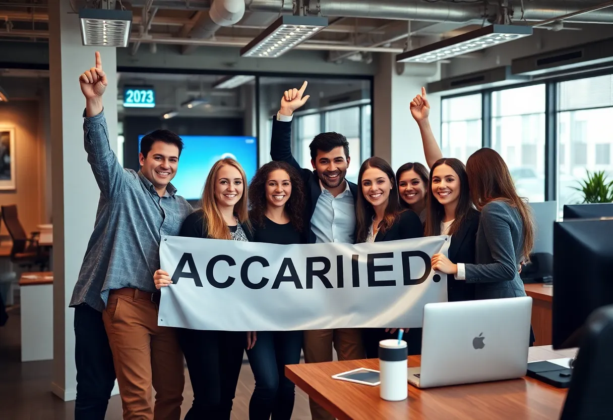 Publicis Media team celebrating acquisition of Dysrupt