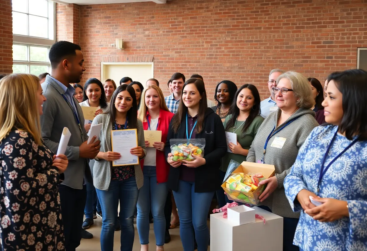 Students receiving scholarships in Columbia