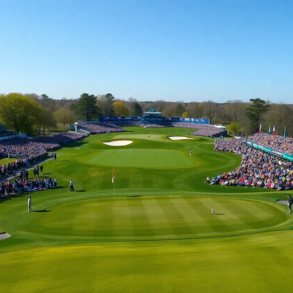 Crowd at a golf course during the Masters
