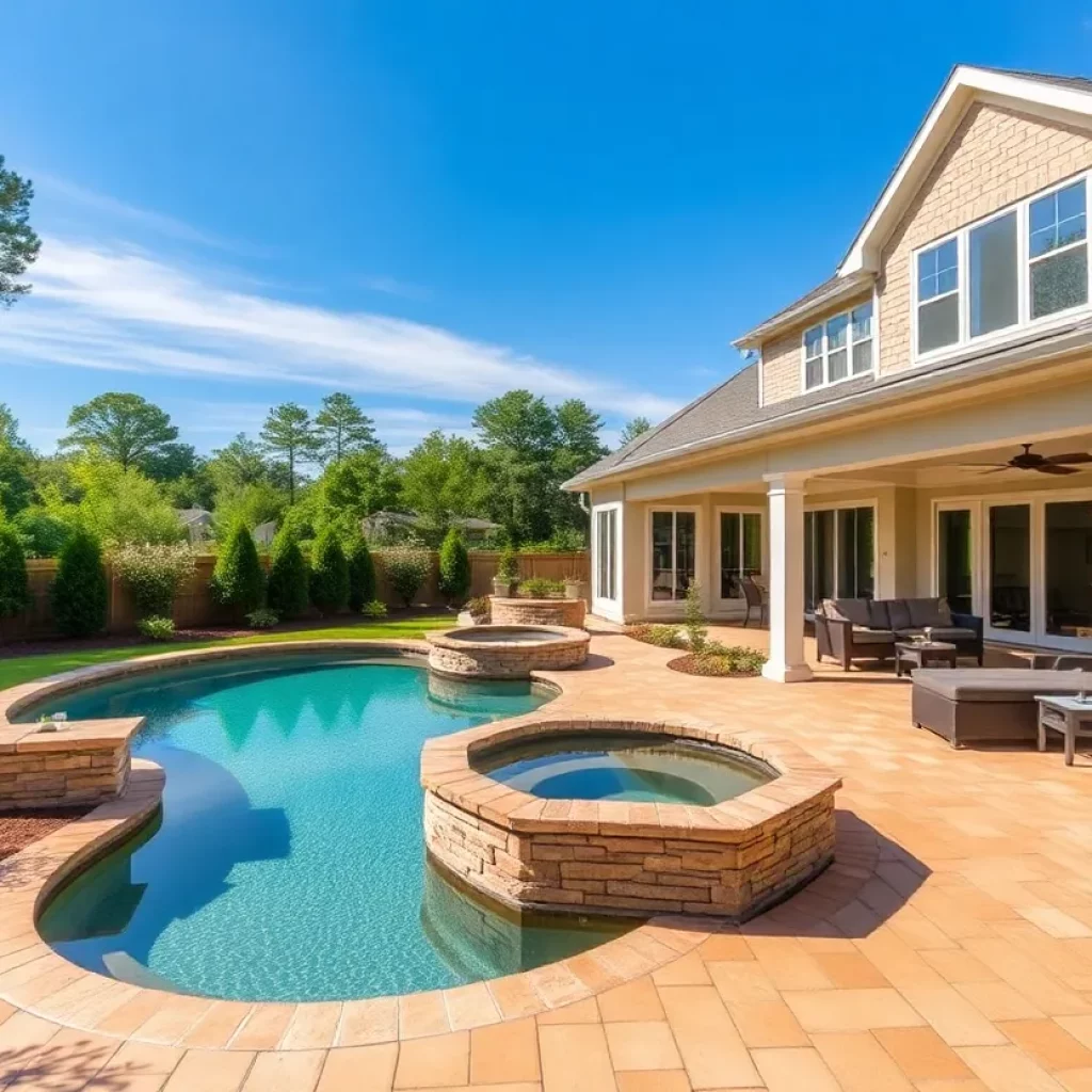 Private pool surrounded by landscaped garden in Irmo, SC