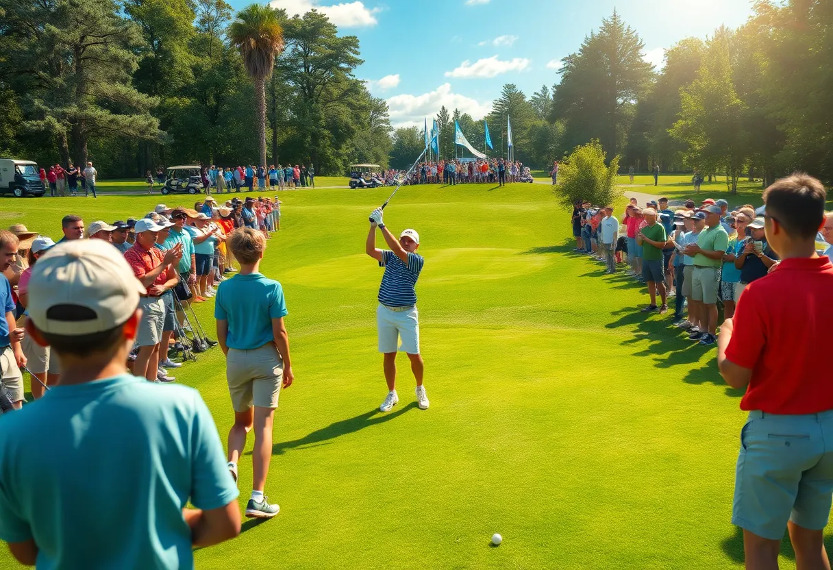 Golf team from Blue Ridge High School celebrating their championship victory at the Southern Cross Golf Tournament.