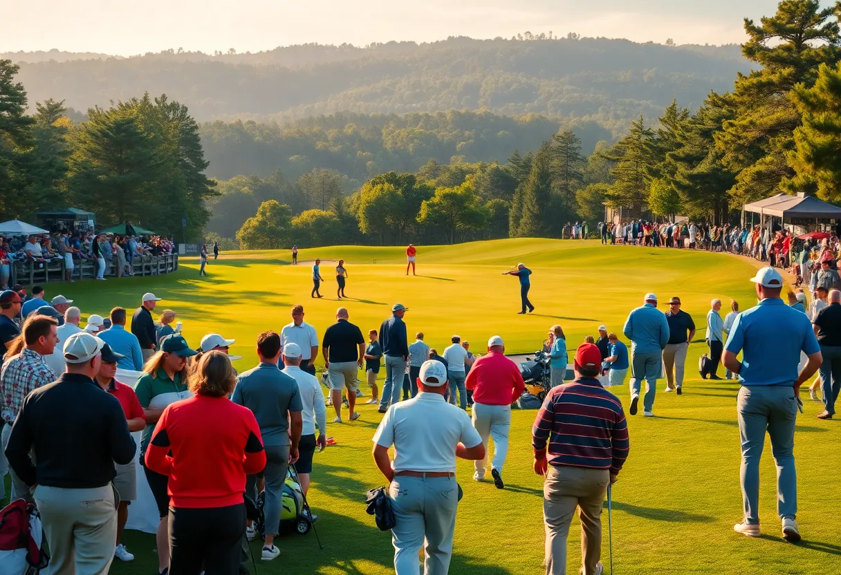 Golfers participating in the Korn Ferry Tour at Woodcreek Golf Club