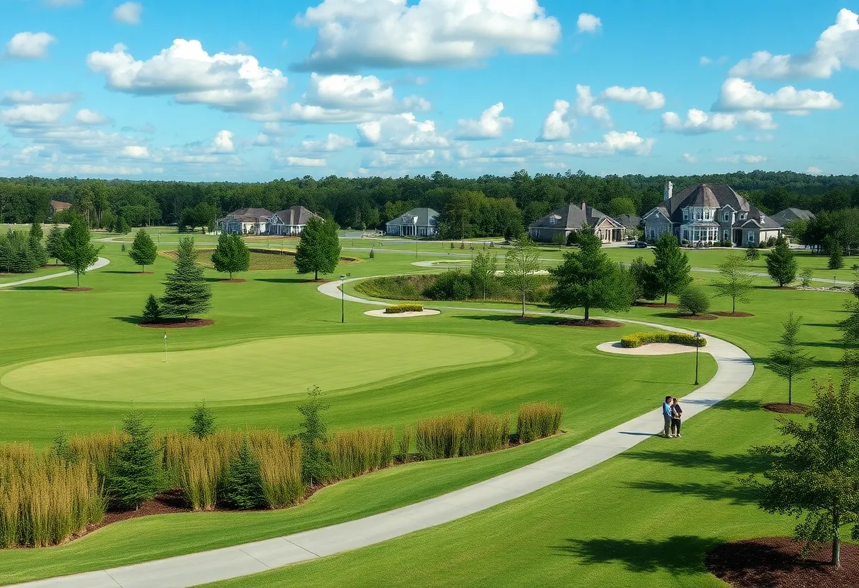 Scenic view of a golf community in Irmo, South Carolina featuring walking trails.