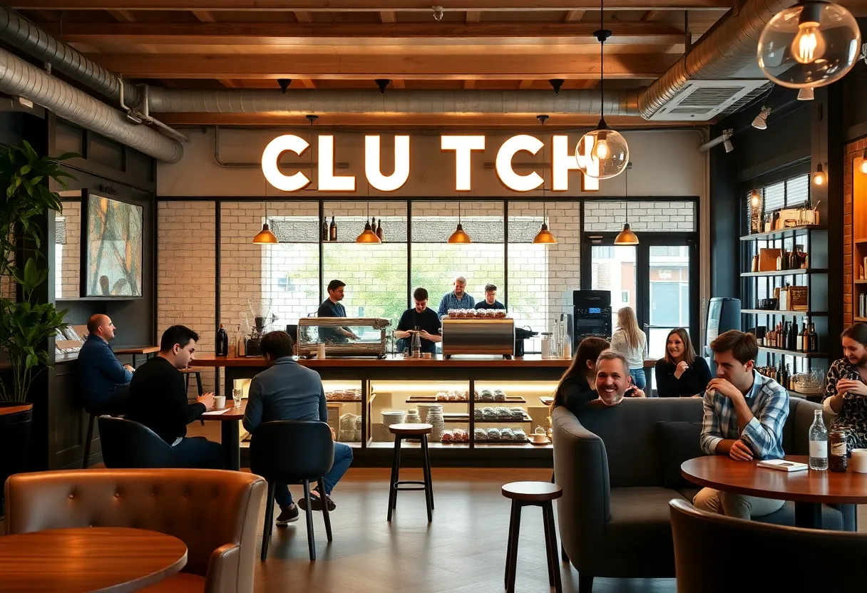 Interior of Clutch Coffee Bar in Irmo with customers enjoying coffee