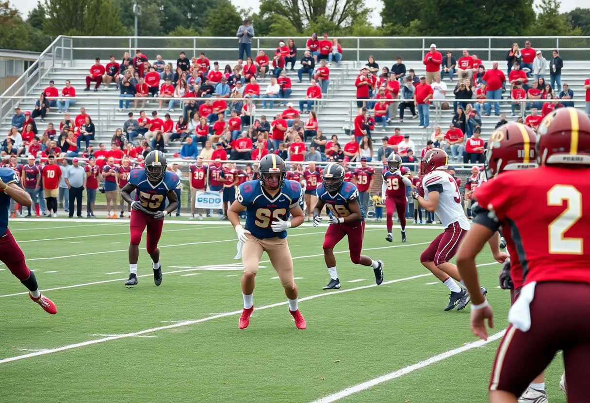 Dutch Fork High School football team practicing on the field
