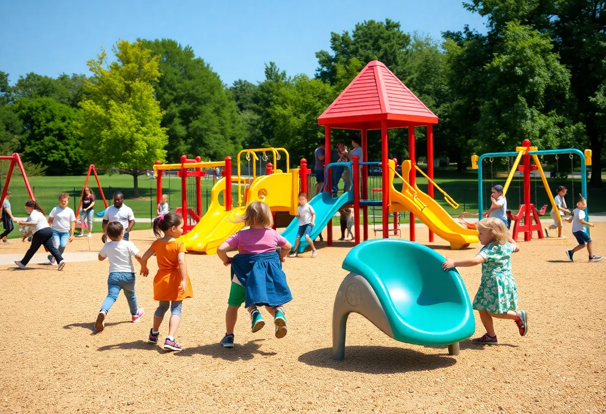Children of diverse abilities enjoying the inclusive playground
