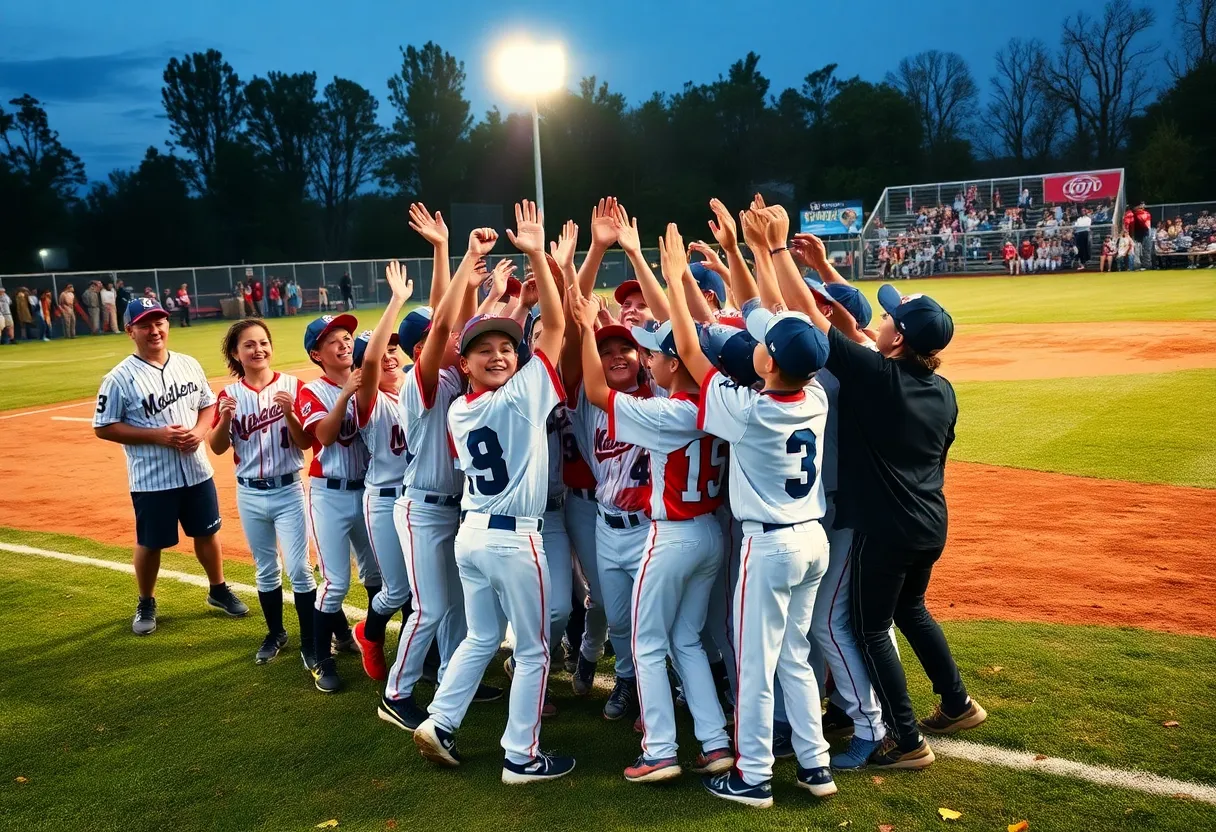Irmo Little League team celebrating a dramatic comeback win