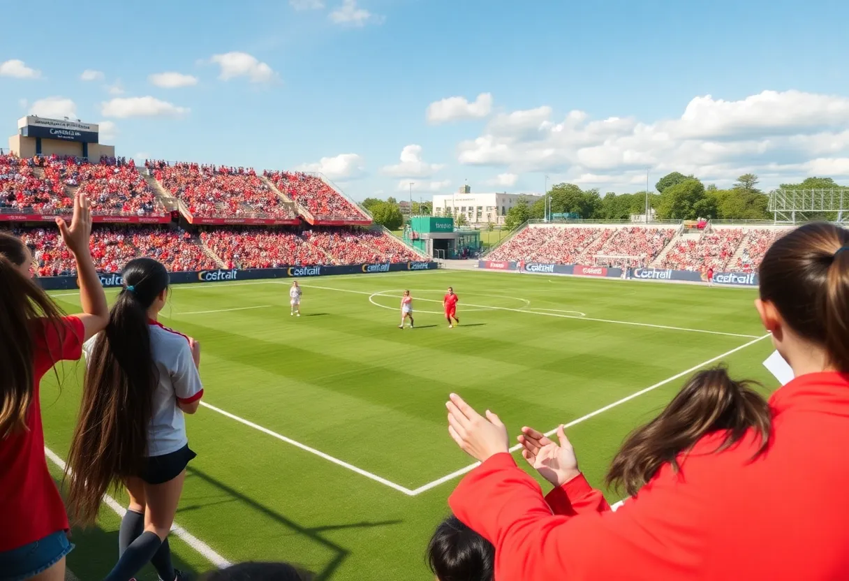 South Carolina women's soccer team celebrating victory