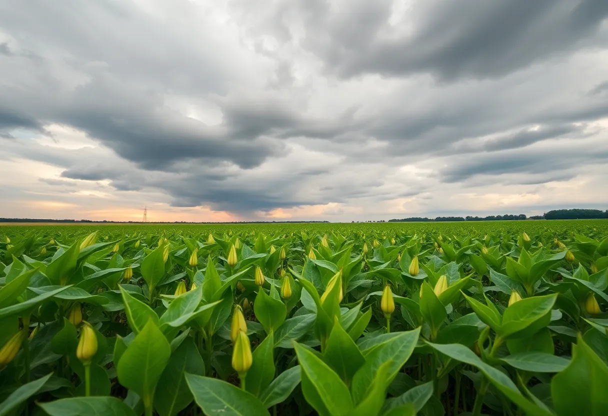 Field of soybeans reflecting market turbulence