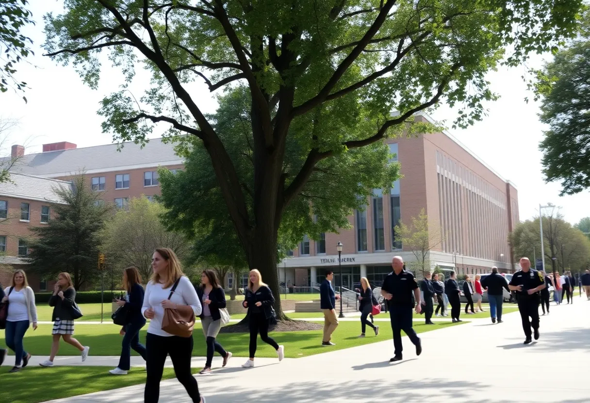 Police outside Thomas Cooper Library during the USC swatting hoax incident