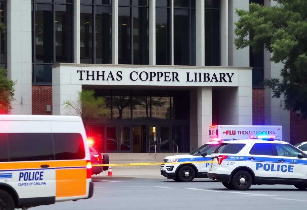 Police response at Thomas Cooper Library, University of South Carolina