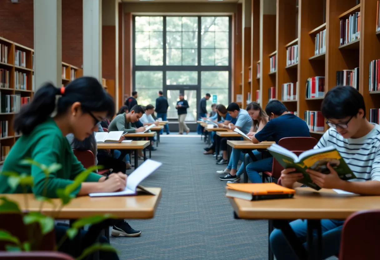 Students studying at the University of South Carolina library