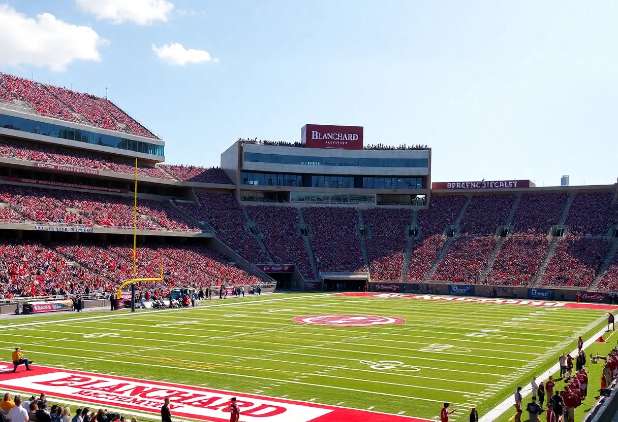 Williams-Brice Stadium showcasing Blanchard logos during a game