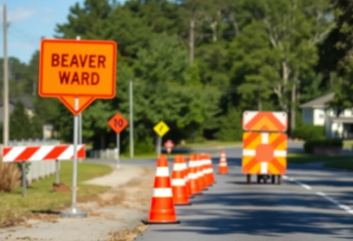 Construction signs on Beaver Dam Road in Irmo