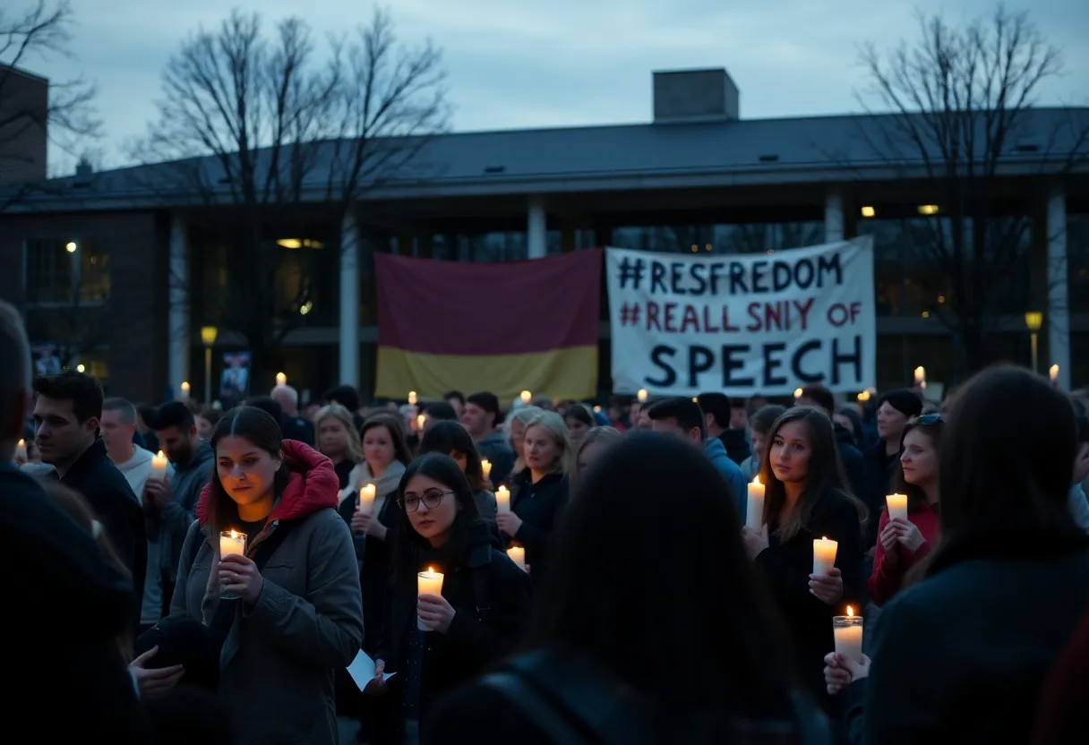 Candlelight vigil for Charlie Kirk at a university