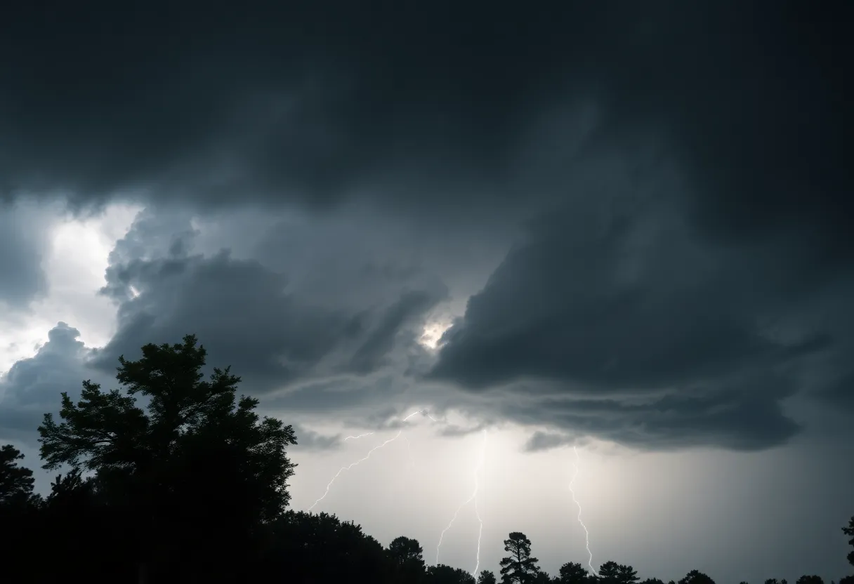 Dramatic thunderstorm clouds over Columbia SC