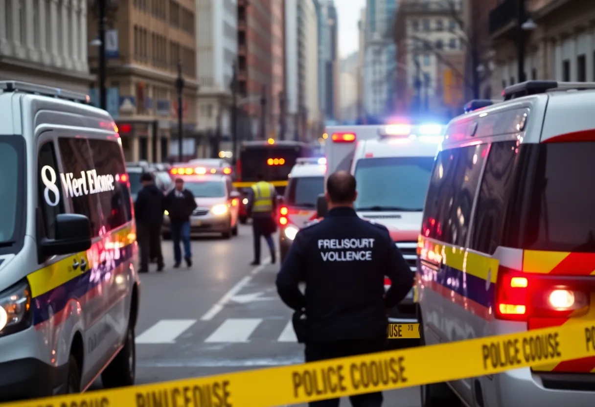 Police and emergency vehicles at the site of shootings in Columbia.