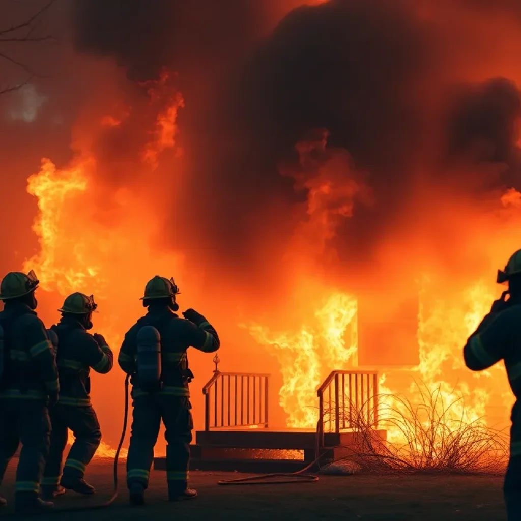 Firefighters battling a house fire in Irmo, South Carolina.