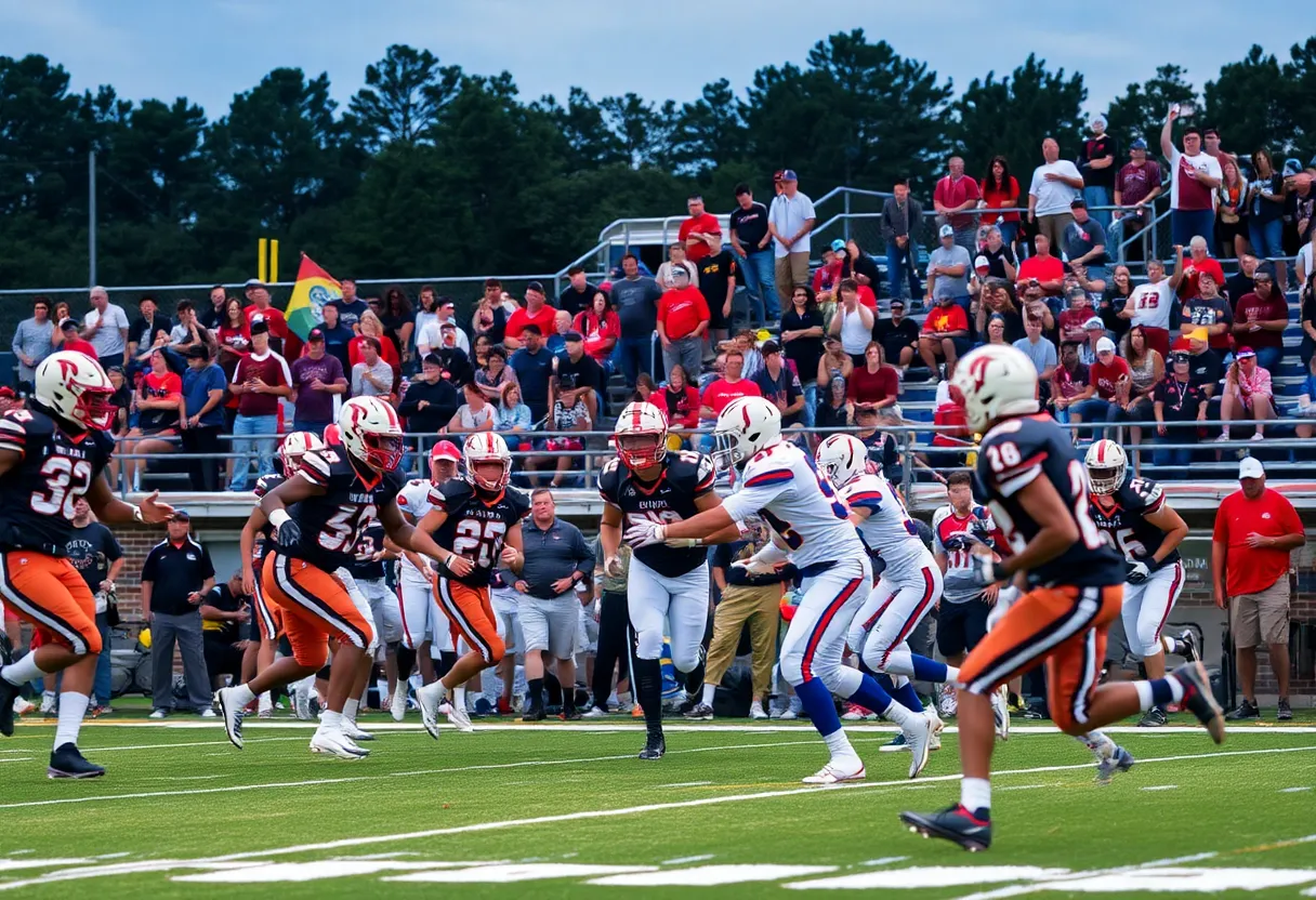 Irmo High School football players in action during a game