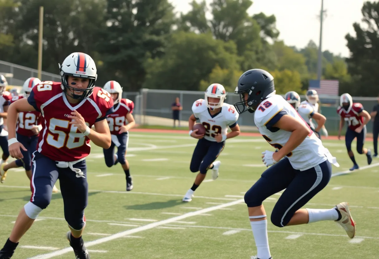 Irmo high school football players competing on the field