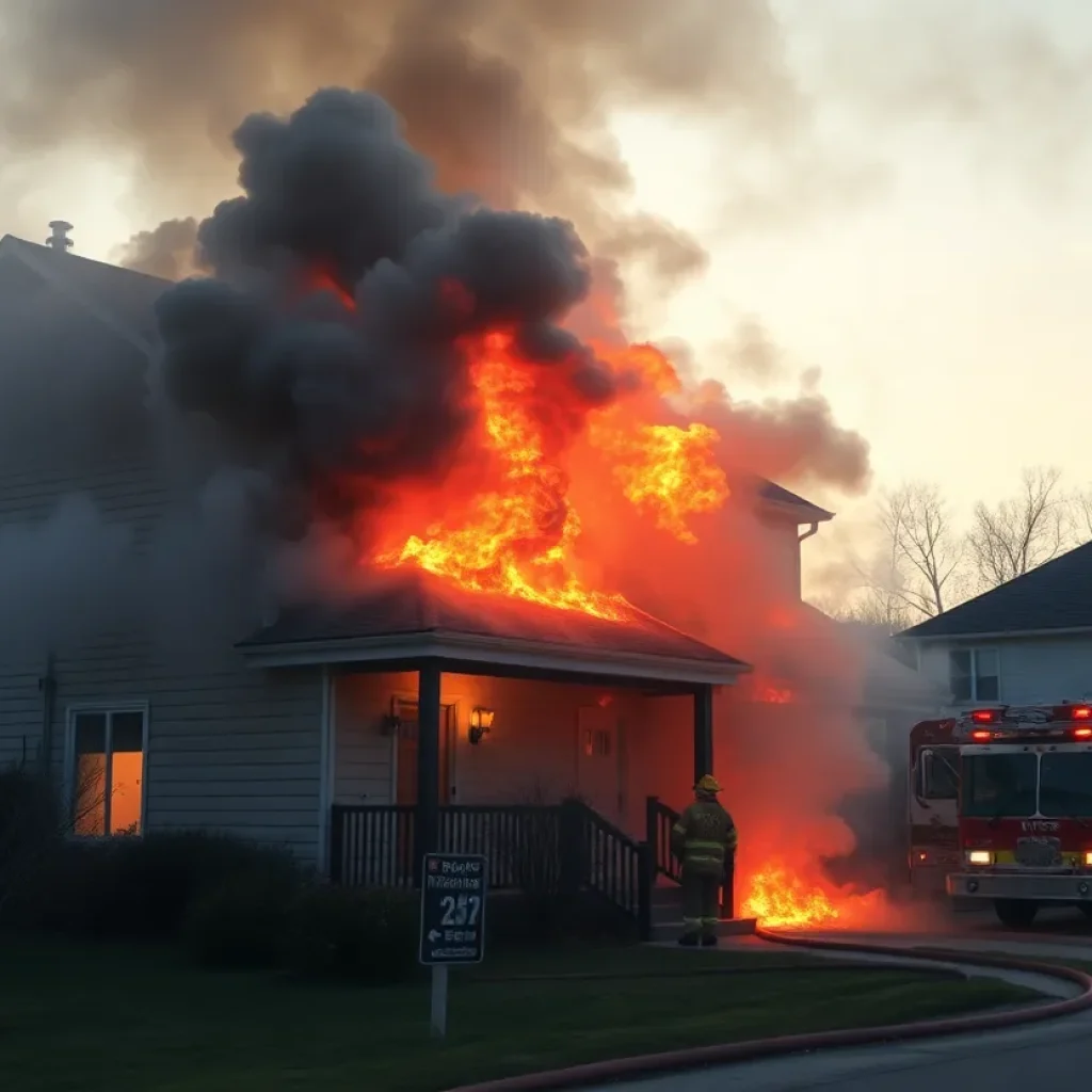 Firefighters battling a house fire in Irmo, S.C.