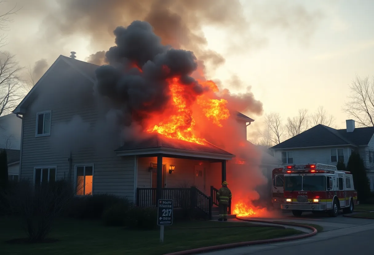Firefighters battling a house fire in Irmo, S.C.