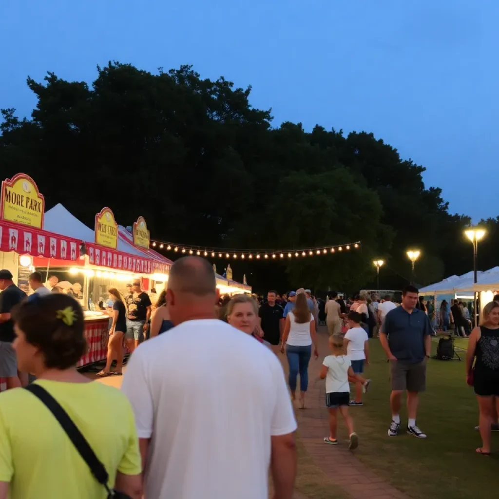 Celebrants enjoying the Irmo Okra Strut festival with food vendors and activities