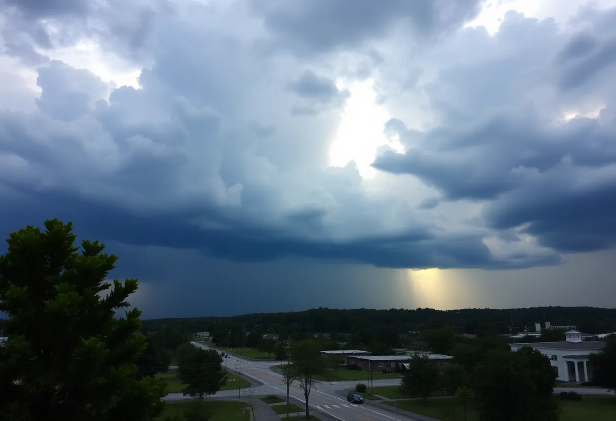 Thunderstorm in Irmo SC with rain and clouds