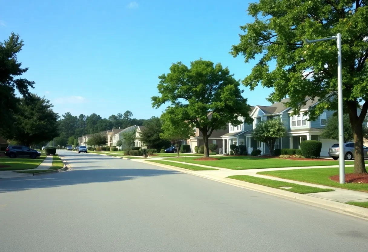 Calm neighborhood in Irmo, South Carolina