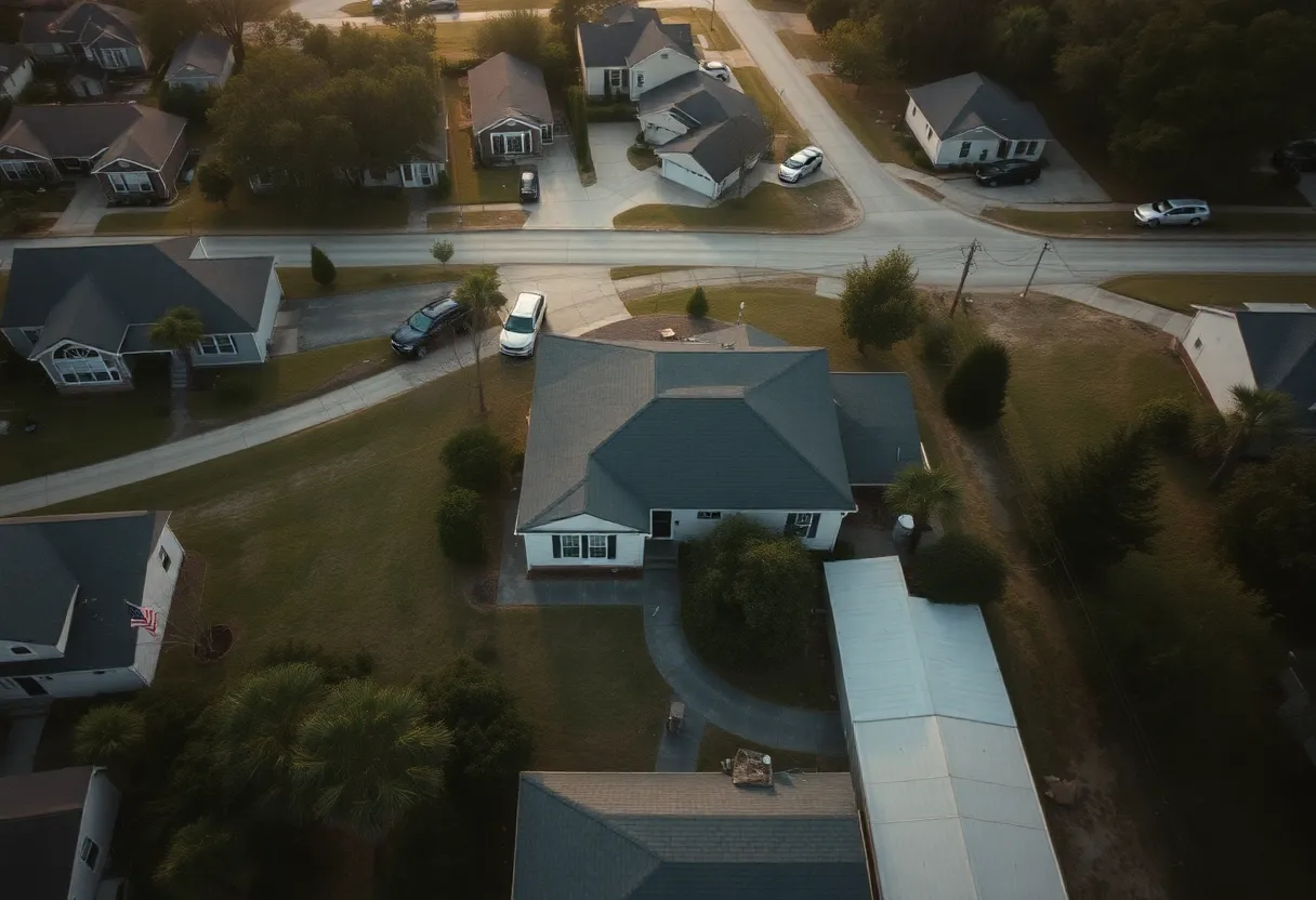 Aerial view of a suburban neighborhood in Irmo, South Carolina