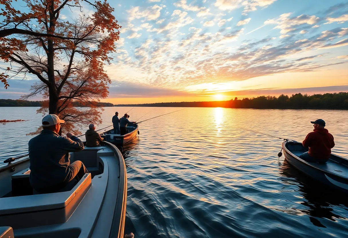 Anglers participating in a fishing tournament at Lake Murray.