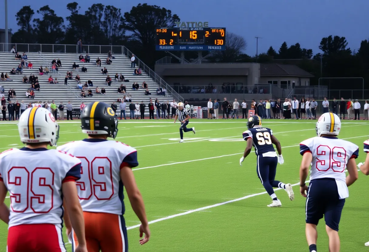 Myrtle Beach Seahawks playing against Irmo Yellow Jackets in a football match.