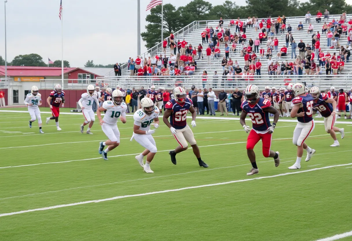 Action shot from a high school football game in South Carolina