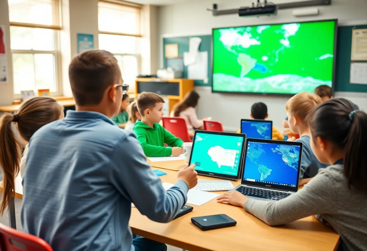 Students participating in interactive weather lessons
