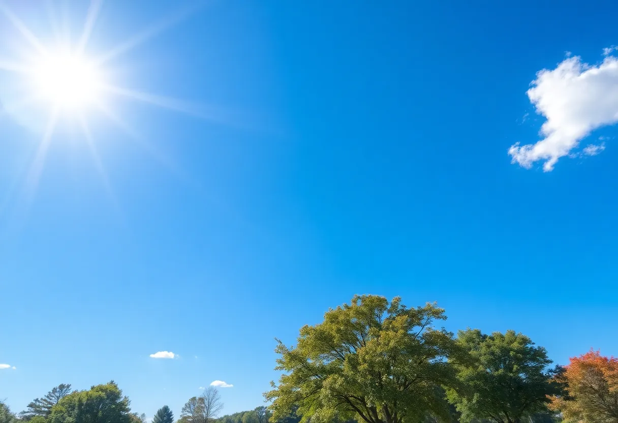 Clear blue sky and sunny weather in Irmo, SC