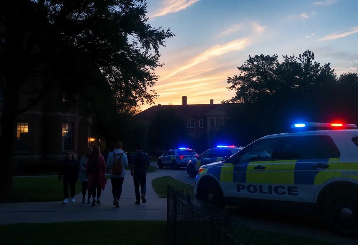 University of South Carolina campus with police presence after an incident