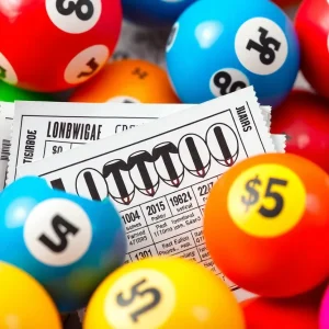 Assorted lottery tickets and balls