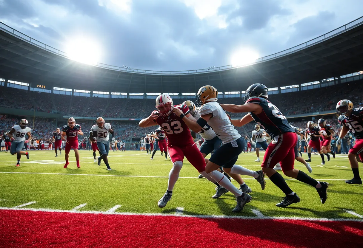 Alabama Crimson Tide players in action against South Carolina Gamecocks
