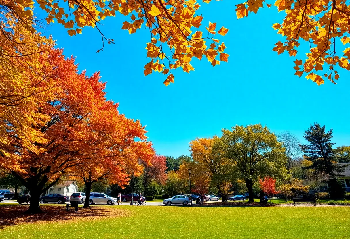 Scenic autumn day in Irmo, SC with clear skies