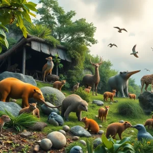 Ecosystem showcasing biodiversity impacted by climate change.