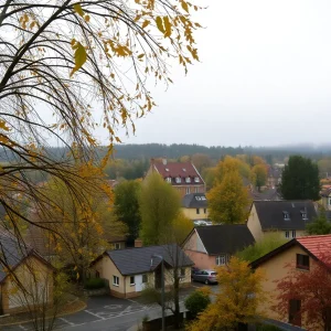 A cloudy morning scene in Irmo SC with drizzle