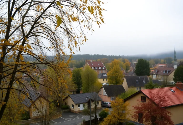 A cloudy morning scene in Irmo SC with drizzle