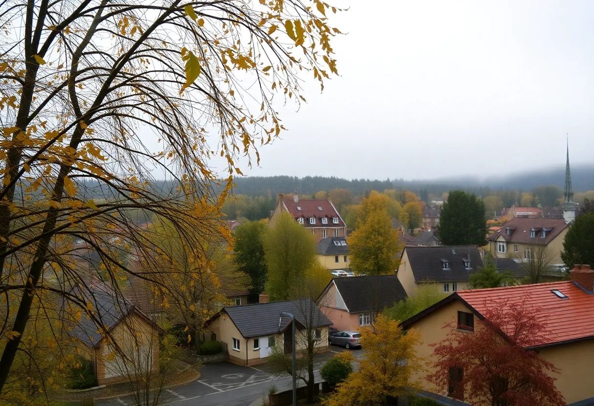A cloudy morning scene in Irmo SC with drizzle