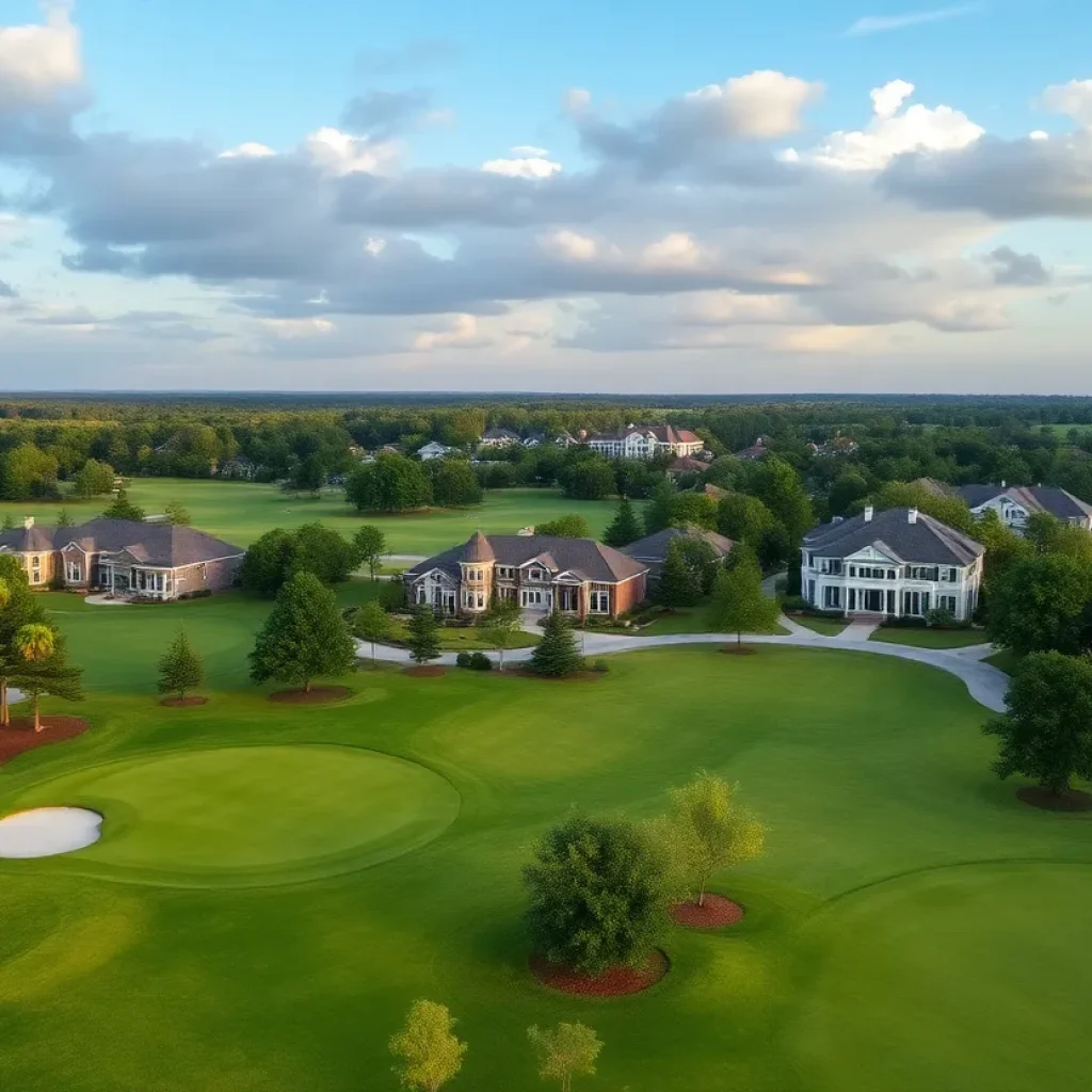 Beautiful view of golf communities in Irmo SC with luxury homes.