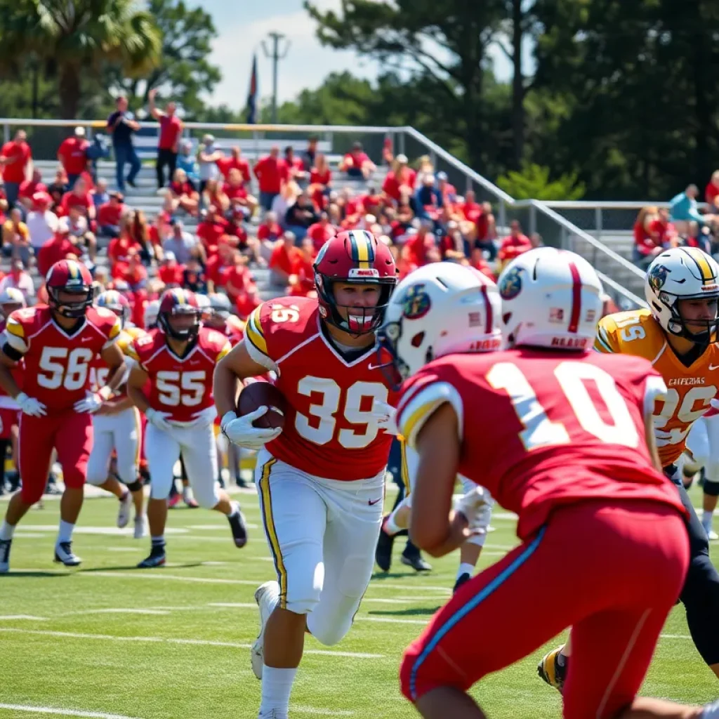 South Carolina high school football players in action