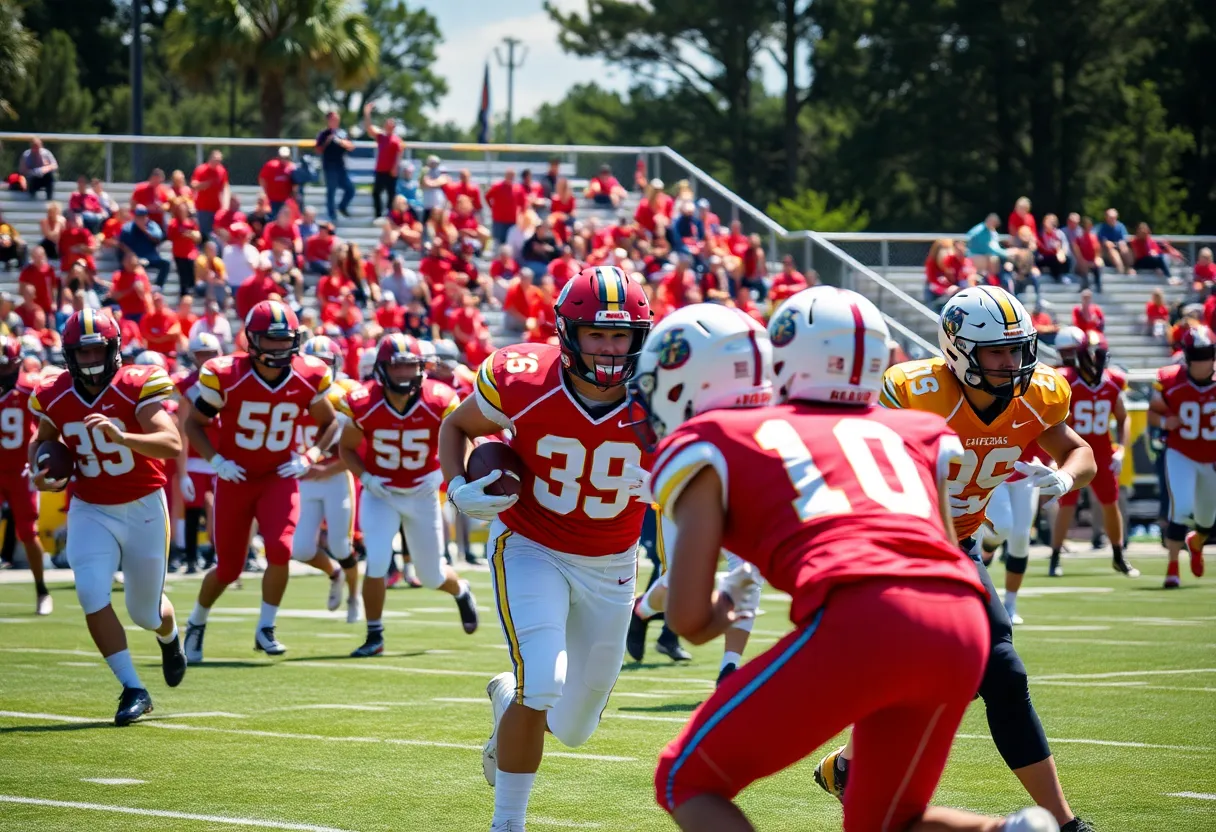 South Carolina high school football players in action
