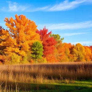 Scenic autumn landscape in Irmo, South Carolina